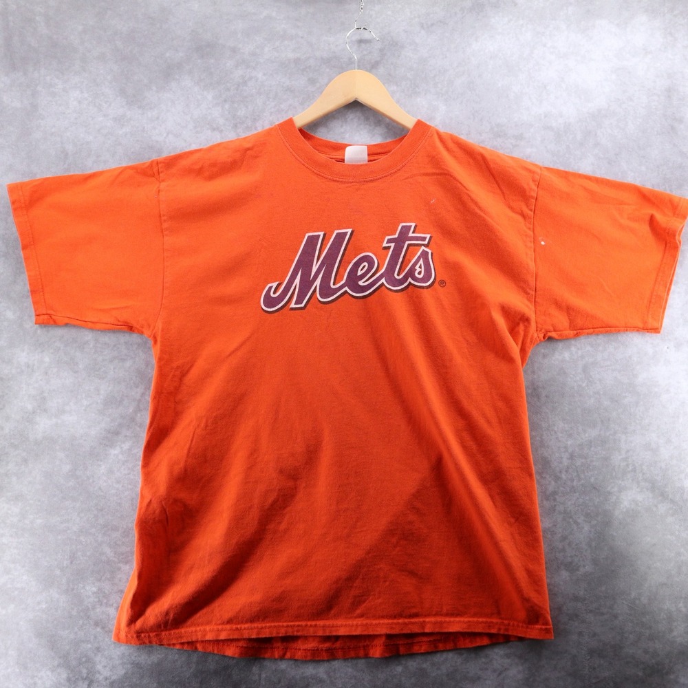 Gildan New York Mets Mens XL T-Shirt Vintage Bud Light Promo Orange Good